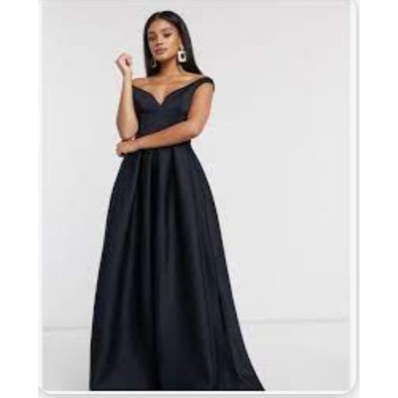NWT True Violet Black Label Bardot Prom Gown Maxi Dress Pockets 6US/10UK Dk Navy - Picture 2 of 6